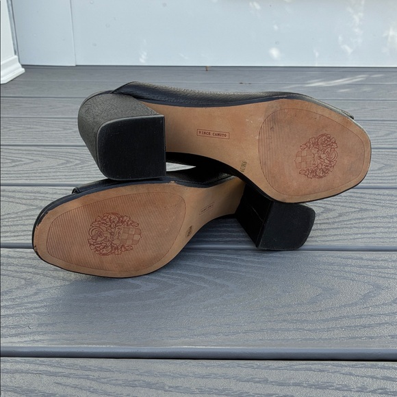 Vince Camuto Leather Open Toe Mules Black Size 9 - Picture 12 of 16